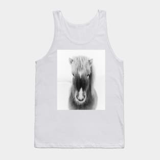 Icelandic Horse Portrait, black and white Tank Top